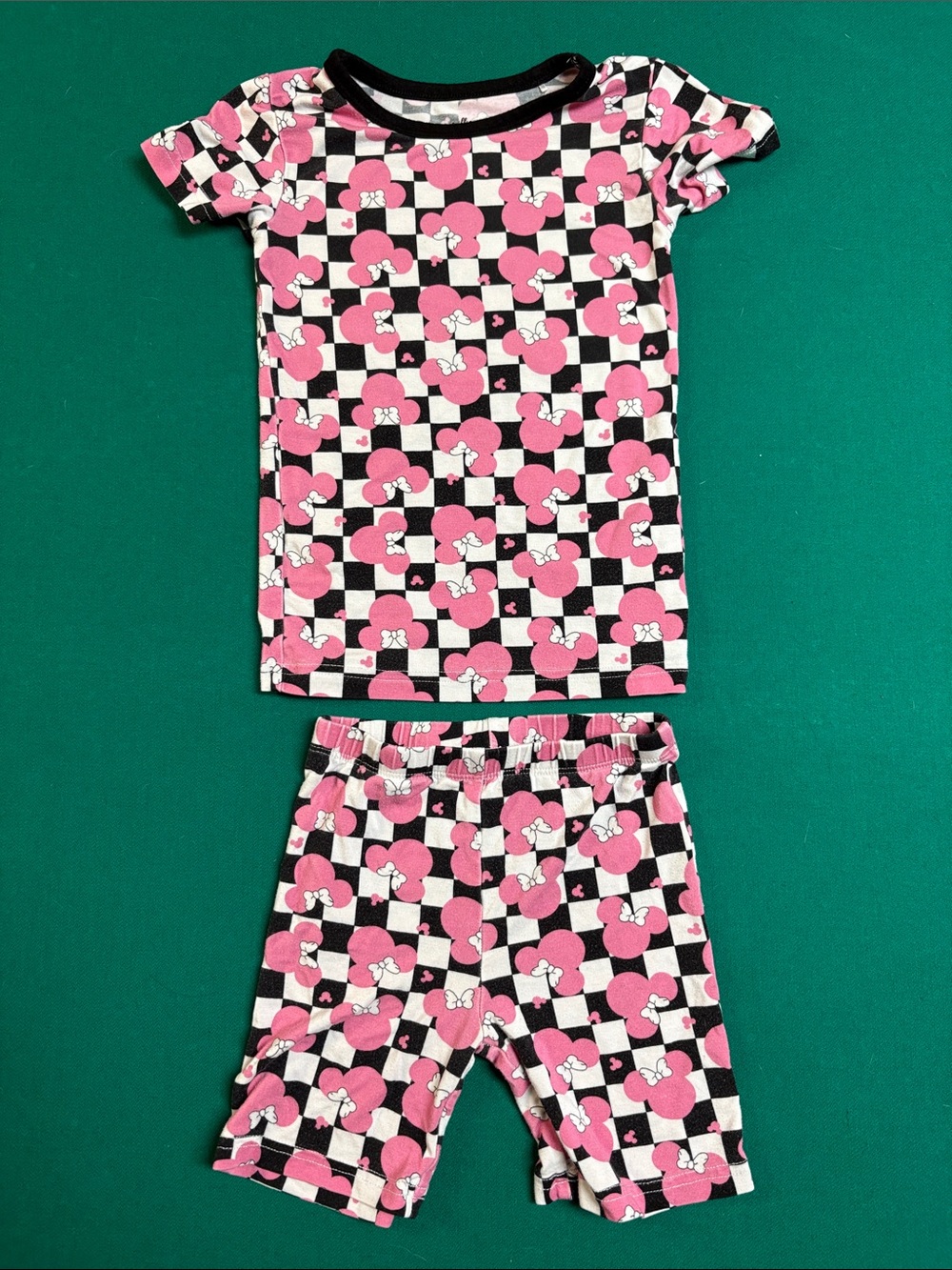 Girls' Pink Checkerboard Bow Pajama Set - Brand Not Shown